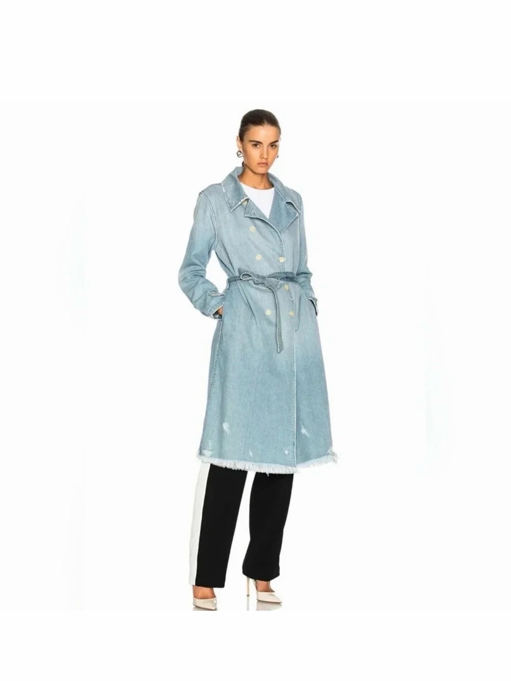FRAME Daphne Denim Trench Duster Jacket Small